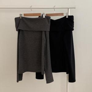 빅사이즈오프숄더티 T013L410 여리파이오프솔더긴팔티 MO