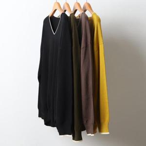 빅사이즈니트티 J312L410 V라인캐시미어긴팔티 AP