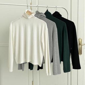 빅사이즈폴라티 Q150L410 프릴폴라세로라인긴팔티 MO