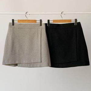 빅사이즈미니스커트 T116L411 아웃패널언발팬츠스커트 LT