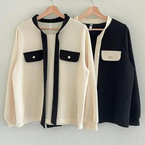 빅사이즈리본블라우스 T097L411 에이리배색타이블라우스 GO