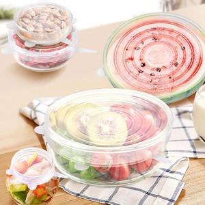 에코 실리콘 뚜껑 밀봉 랩 6P구성  [요술 덮개 주방 만능 다용도 반찬 밀폐 환경 친  구 ]