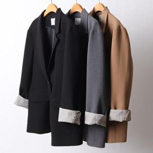 빅사이즈세미자켓 F481L411 시그니처롤업오버자켓 LT