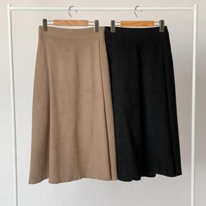 빅사이즈롱치마 Q170L411 터치옆주름플레어스커트 LT