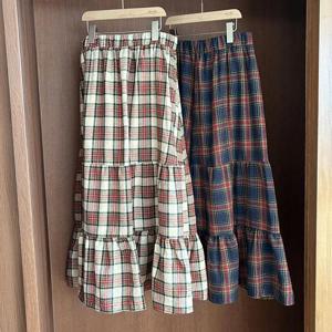 빅사이즈체크스커트 T218L411 체크캉캉티어드스커트 CR