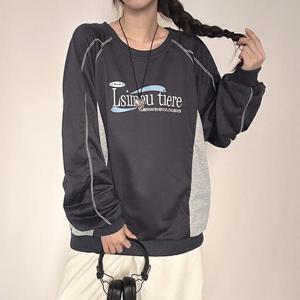 [더블디] 남녀공용 간절기 캐주얼 레터링 맨투맨 IS-GW04