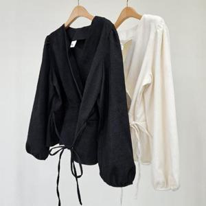 빅사이즈랩블라우스 T225L411 클리오랩리본골블라우스 CR