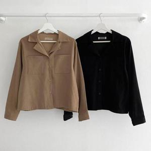 빅사이즈카라블라우스 T243L411 새미스퀘어포켓블라우스 LT