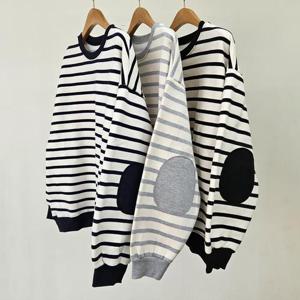 빅사이즈줄지티 T248L411 로코단가라패치맨투맨 EM