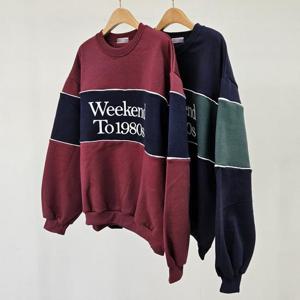 빅사이즈나염맨투맨 T330L411 위크레터링배색맨투맨 PO