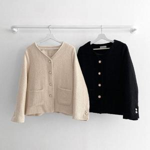 빅사이즈노카라자켓 T345L411 윈터노카라울트위드자켓 LT