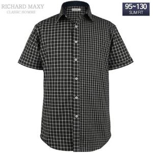 95-120 빅사이즈 체크 반팔 슬림핏 와이셔츠 - SMA6207