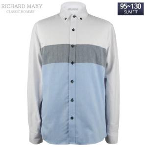 95-120 빅사이즈 투톤배색 솔리드 슬림핏셔츠 - SMA3321