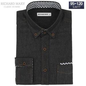 흑청 데님 슬림핏 캐주얼 셔츠 - 리차드막시 SMA3740