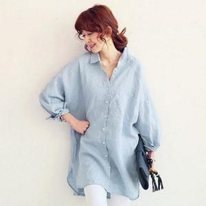 데일리 베이직 무지 2컬러 여성 롱셔츠 LK-S003