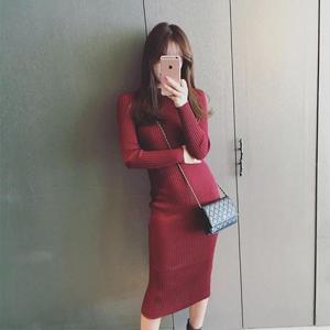 데일리 2컬러 여성 니트 골지 긴팔 원피스 LK-K004