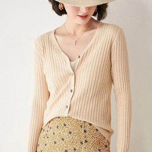 6컬러 여성 데일리 브이넥 니트 골지 가디건 LK-G007