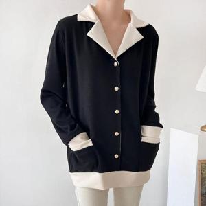 빅사이즈배색티 T393L412 이지배색기모가디건티 BS