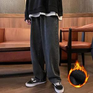 겨울철 밴딩 기모 와이드 청바지 빅사이즈 팬츠