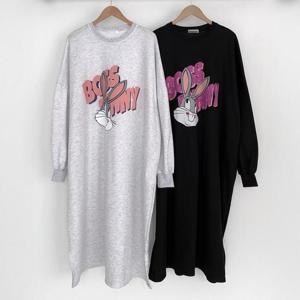 빅사이즈기모원피스 T049L412 토깽이캐릭터기모원피스 NM