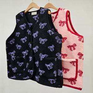 빅사이즈부클베스트 T414L412 러블리패턴리본양털조끼 DL