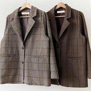 빅사이즈체크자켓 T455L412 싱글체크누빔울카라자켓 BN