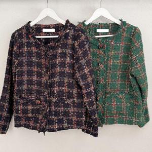 빅사이즈체크자켓 T453L412 아웃노카라트위드자켓 BN