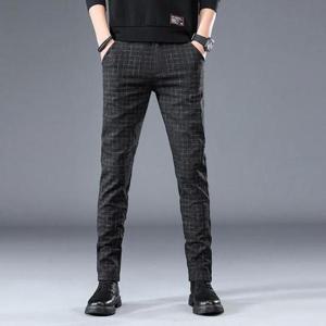 연한 일자팬츠 정장 IS-GFP19 가벼운 체크패턴 남성