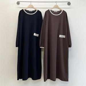 빅사이즈라벨원피스 T073L412 영문패치배색롱원피스 ZY