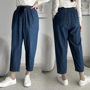 빅사이즈청바지 Q323L412 데님본딩끈밴드배기팬츠 LO