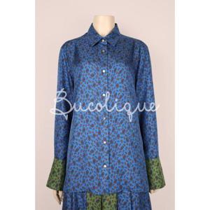 [비꼴리끄] 소매 배색  실크 남방 블라우스