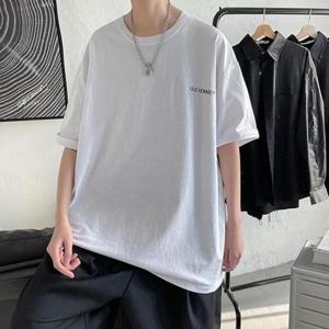 레이어드 남성 반팔 무지 IS-TS13 로고 오버핏 티셔츠