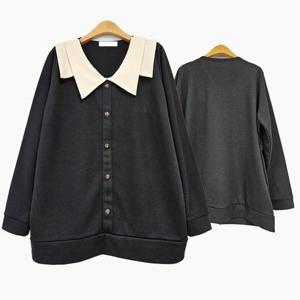 빅사이즈카라티 T538L412 호리이중카라단추가디건 BS