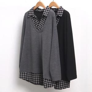 빅사이즈레이어드 6969L501 믹스체크블라우스 MN