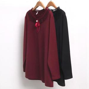 빅사이즈카라블라우스 7852L501 주름레이스블라우스 MN