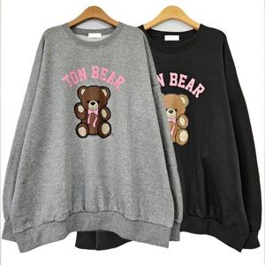 빅사이즈캐릭터티 T601L412 베어돌스나염기모긴팔티 RA