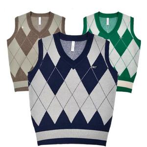 [디블록스] 여성 가을 아가일 골프 니트 조끼