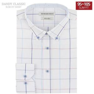 화이트 윈도우체크 슬림핏 와이셔츠 - SM1247