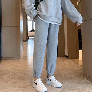 얇은 와플 밑단밴딩 배기핏 바지 URD-282