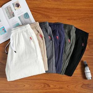 남성 허리밴딩 면 린넨 반바지 DHH-A40
