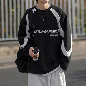 남성 레터링 배색 라인 간절기 긴팔티 티셔츠 IS-GW03