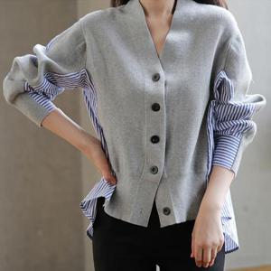 G124801_레이어드 스트라이프 배색 셔츠가디건