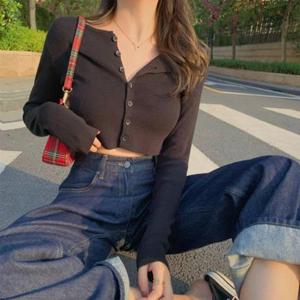 트렌디핏 버튼 크롭 가디건 JSC-d0064