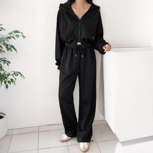 [써니 패션] 여성 봄 간절기 무지 크롭 후드 집업