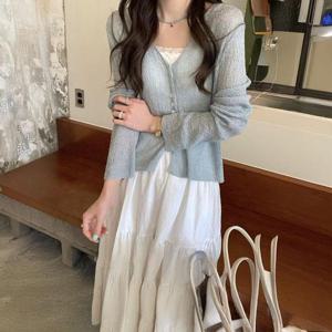 [써니 패션] 봄 여름 비치 휴양지 시스루 니트 가디건