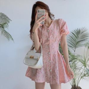 [써니 패션] 여자 여름 트위드 하객룩 미니 원피스 옷