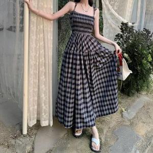 [써니 패션] 여름 바캉스 플레어 민소매 롱 원피스