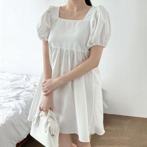 [써니  패션]여성 봄 여름 퍼프 반팔 소매 미니 원피스