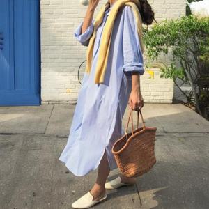 [써니 패션] 여성 봄 여름 가을 롱 긴팔 셔츠 원피스