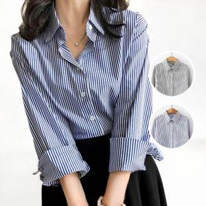 [써니 패션] 여성 데일리 스트라이프 긴팔 셔츠 남방